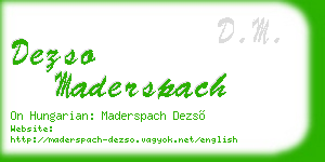 dezso maderspach business card